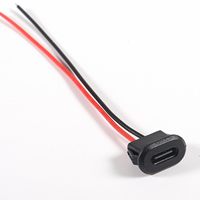 Connecteur USB-C femelle en ABS étanche IPX7, câble à souder 2P, 5V, avec fils nus à extrémité ouverte, faible consommation