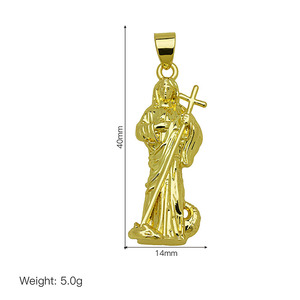 JS2158 Breloques religieuses plaquées or, émail, Vierge <span class=keywords><strong>Marie</strong></span>, Saint Jude, figurines de hommes, pendentifs, breloques pour la fabrication de bijoux catholiques chrétiens - Product Image 4