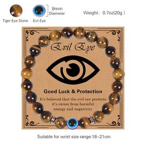 Wholesale Wealth Good Luck Turkey Evil Eyes <b>Men</b> 8 mm Frosted Agate Tiger Eye Stone <b>Bracelet</b> for Friendship Gifts - Product Image 3