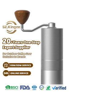 Moulin à café portable d'extérieur personnalisé Kingze Corps en alliage d'aluminium CNC 420 Moulin à café manuel en acier inoxydable - Product Image 1