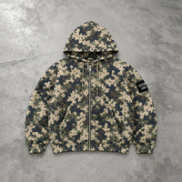 Sweat-shirt à capuche zippé camouflage personnalisé pour homme avec étiquette numérique sur la manche, style streetwear moderne, OEM ODM