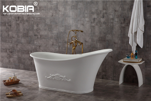 Antiguo bañera respaldo en forma blanco stand alone solid surface piedra resina rollo de baño bañera - Product Image 3