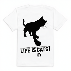 T-shirt da uomo e da donna a maniche corte con stampa gatto bianco Life Is Cats SCOPY Scorpion - Product Image 2