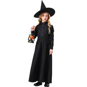 Disfraz de bruja para niños, vestido negro con sombrero para fiesta de Halloween, actuación en escenario, disfraces para niñas - Product Image 2