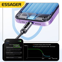 Câble de charge rapide USB C vers IP ESSAGER ES-X64 avec affichage numérique LED, ressort tressé, 3A PD 29W pour iPhone 11 12 13 14