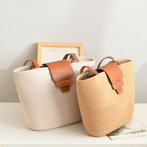 French-Style <b>Large</b>-Capacity Straw <b>Bag</b> New Niche Solid-Color Woven Straw Tote Women's Vacation <b>Beach</b> <b>Bag</b> Fashionable Shoulder <b>Bag</b> - Product Image 3