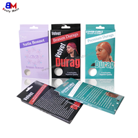 Boîte à Bonnets Personnalisée avec Logo Privé, Boîte en Satin pour Tresses, Boîte d'Emballage en Soie pour Durags, Boîte en Carton Pliable avec Fenêtre pour Présentation