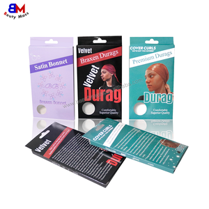 Tùy Chỉnh Logo Tư Nhân Satin Bonnet Hộp Bện Nắp ca-pô Lụa Durags Bao Bì Hộp Giấy Hiển Thị Gấp Nắp ca-pô Hộp Với Cửa Sổ - Product Image 2