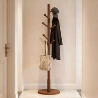 Tringle à vêtements verticale élégante en bois massif support intérieur multifonctionnel avec lacre pour chambre et salon