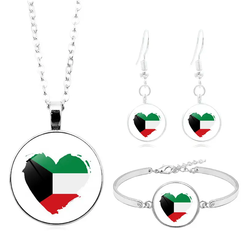 パレスチナ国旗ブレスレットレディースブレスレットネックレスイヤリングジュエリーセット