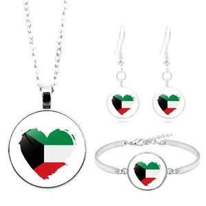 Palestine Flag Bracelet Women'S Bracelet Necklace Earring Jewelry Set