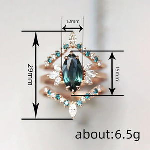 Anello Geometrico A127 con Gemma, Acquamarina Taglio Marquise, Montatura a Griffe, Pietra Naturale, Anelli di Fidanzamento alla Moda per Donne - Product Image 4