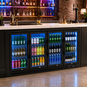 Réfrigérateur de bar encastrable sous comptoir avec 4 portes vitrées, refroidissement par compresseur, pour boissons - Product Image 1