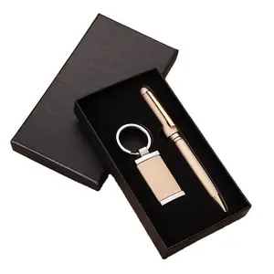 Bamboo Wooden Corporate Gift Sets Keychain And Pen Custom Logo Engraving Eco Friendly Recycled Promotional Products