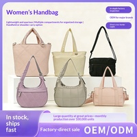 Sac seau matelassé à carreaux pour femme, style coréen, nouvelle mode, en nylon simple, grande capacité, sac à bandoulière en polyester cousu