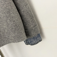 Jxwatcher – Nouveau poncho vintage en tricot avec col en vraie fourrure et bordure en jean, cardigan chaud et doux pour femme, pull à manches longues
