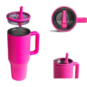 2024 mới 100% rò rỉ bằng chứng thủy Tumbler nước Jug đôi tường cách nhiệt chân không 40oz du lịch Tumbler với xử lý và rơm