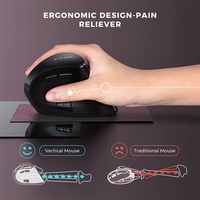 Ratón Inalámbrico Óptico Vertical Dual JOMAA 2.4G para Juegos, para Portátil/Notebook Mac, 9 Botones, Recargable, Ergonómico para Diestros