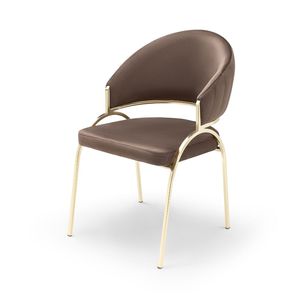 Silla de Comedor Moderna Minimalista con Patas de Metal y Tapicería, Muebles para el Hogar - Product Image 1