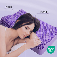 Haute Qualité 3D Refroidissement TPE Soutien Cervical Oreiller Lavable Polyester Tissu Géométrique Rectangulaire Gel Lit Conception Cou Confort