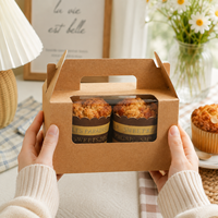 Boîte à cupcakes personnalisée en papier kraft écologique, résistante à la graisse, avec fenêtre transparente et dorure à chaud, emballage alimentaire portable pour boulangerie et cadeaux
