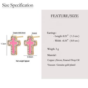 أقراط على شكل صليب مطلية بالذهب عيار 18 قيراط مع أحجار زركون، مجوهرات عصرية للزفاف والهدايا للنساء، موضة 2022 - Product Image 3