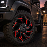 Jantes forgées ZhiGu Premium 20-24 pouces, noir brillant avec rayons rouges, jantes tout-terrain, livraison en 15 jours