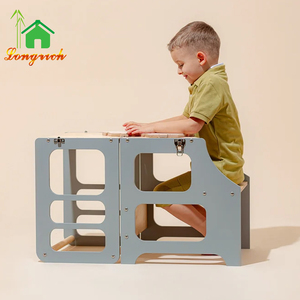 Tabouret d'apprentissage pliable Montessori 3-en-1, tour <span class=keywords><strong>de</strong></span> cuisine transformable avec toboggan, mobilier <span class=keywords><strong>de</strong></span> chambre moderne - Product Image 5