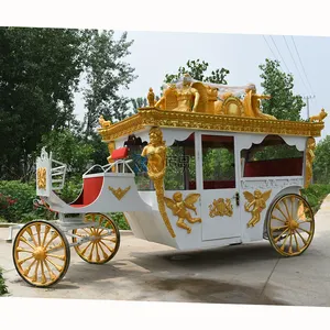 Carruagem de cavalo marrom para casamento, carrinho de cavalo com escultura real, carrinho de cavalo de luxo para venda, fabricante de carrinho de cavalo