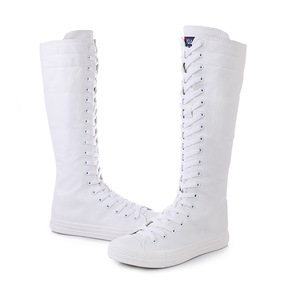 Nuovi <span class=keywords><strong>stivali</strong></span> di tela da donna <span class=keywords><strong>stivali</strong></span> lunghi con Zip scarpe bianche con plateau alto con cerniera allacciata comode Sneakers vulcanizzate - Product Image 6