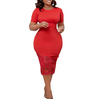 Robe grande taille pour femmes Summer Temperament Tong Le Beaded Buttocks Red Dresses