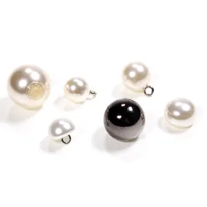 High End Round White Pearl Bead Sewing Button Wedding Decorative Pearl Shank Hook Buttons for Clothing