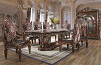 Ensemble de salle à manger en bois massif européen, table ronde avec 4 chaises, meubles de salle à manger sculptés à la main