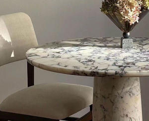 طاولة طعام رخامية دائرية فاخرة من PerfectStone بتصميم عصري راقي من رخام كالاكاتا فيولا قابلة للتخصيص لغرفة المعيشة - Product Image 6