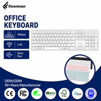 Nouveauté, clavier sans fil OEM ODM 104 touches 2,4 G, clavier silencieux pour ordinateur de bureau, clavier à membrane pour PC portable