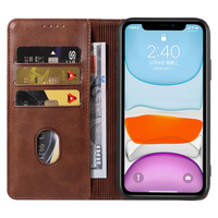 Étui portefeuille en cuir PU pour iPhone 11 - Housse avec support de téléphone, fentes pour cartes, fermeture magnétique et coque antichoc