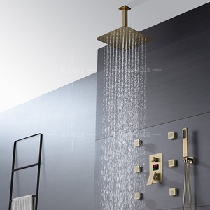 Dima-Juego de ducha LED, cabezal de ducha de cascada, grifo cuadrado termostático de alto flujo - Product Image 1