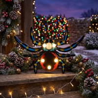 Décoration d'Halloween en forme d'araignée avec lumières LED alimentées par piles, étanche IP44, avec guirlande lumineuse en forme d'étoile, en plastique, pour usage intérieur