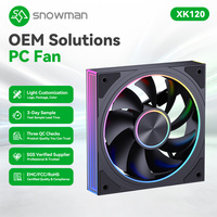 Ventilateur de boîtier PC SNOWMAN XK120-ARGB-BK 120mm Noir ARGB 76.8CFM à haut débit d'air, roulement hydraulique PWM 5V 3 broches, synchronisation, vente en gros