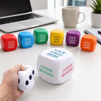 Vente en gros de dés en mousse PU personnalisés de haute qualité, imprimés, en forme de cube, balles anti-stress souples, jouets anti-stress pour événements promotionnels