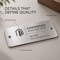 Plaque de mobilier en acier inoxydable gravée sur mesure, étiquette métallique avec logo, plaque signalétique pour armoire, placard, meuble, décoration d'identité de marque