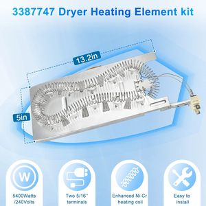 Elemento Calefactor para Secadora WP3387747 1600 1999W para Secadoras Whirlpool Cabrio, Kenmore Elite, Maytag, Bravos, Repuesto - Product Image 4