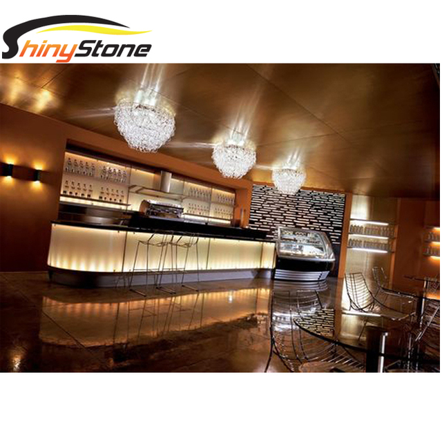 Lumia Backlit Design Artificial Stone Glass bar Counter Design
