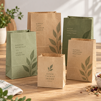 Sac en papier kraft recyclable ECO avec soufflet latéral, qualité alimentaire, pour emballage de bonbons et biscuits, impression personnalisée