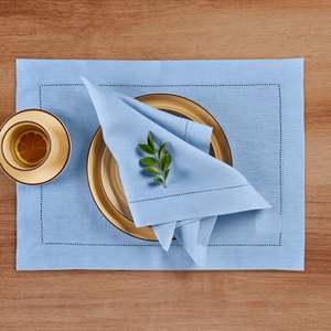 Linen Hemstitch <b>Placemats</b> with Clean Woven Finish for Wedding Receptions and Event Companies - Product Image 1