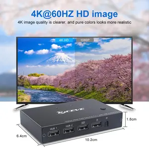 KCEVE HD KVM مفتاح التبديل، 2 منفذ يو اس بي و HDMI 4K@60Hz مفتاح محول صندوق لعدد 2 كمبيوتر ، مع كابلات HDMI وكابلات USB