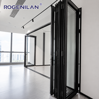 ROGENILAN Moderne Aluminium-Akkordeon-Falttüren mit Doppelverglasung für Außenbereiche und Villen