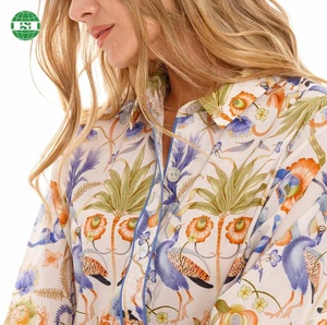 Chemises de nuit de style petit ami à impression par sublimation de motifs et de tailles personnalisés Chemises <span class=keywords><strong>pyjamas</strong></span> à manches longues ou à manches courtes à ourlet incurvé - Product Image 5