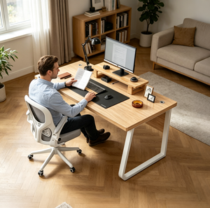 Bureau d'angle en L OEM ODM, bureau d'ordinateur personnalisable en couleur et taille, plateau de 30 mm d'épaisseur avec support pour écran pour projet de bureau VLranlife - Product Image 2