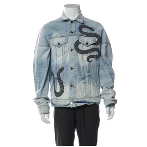 Hoge Kwaliteit Mode Korte Rode Biker Jassen Custom Printing Patronen Cropped Mannen Denim Jeans Dragen Jassen